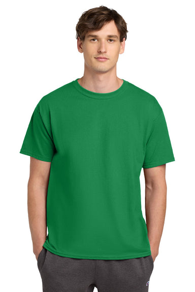 Champion T425 Mens Short Sleeve Crewneck T-Shirt Kelly Green Model Front