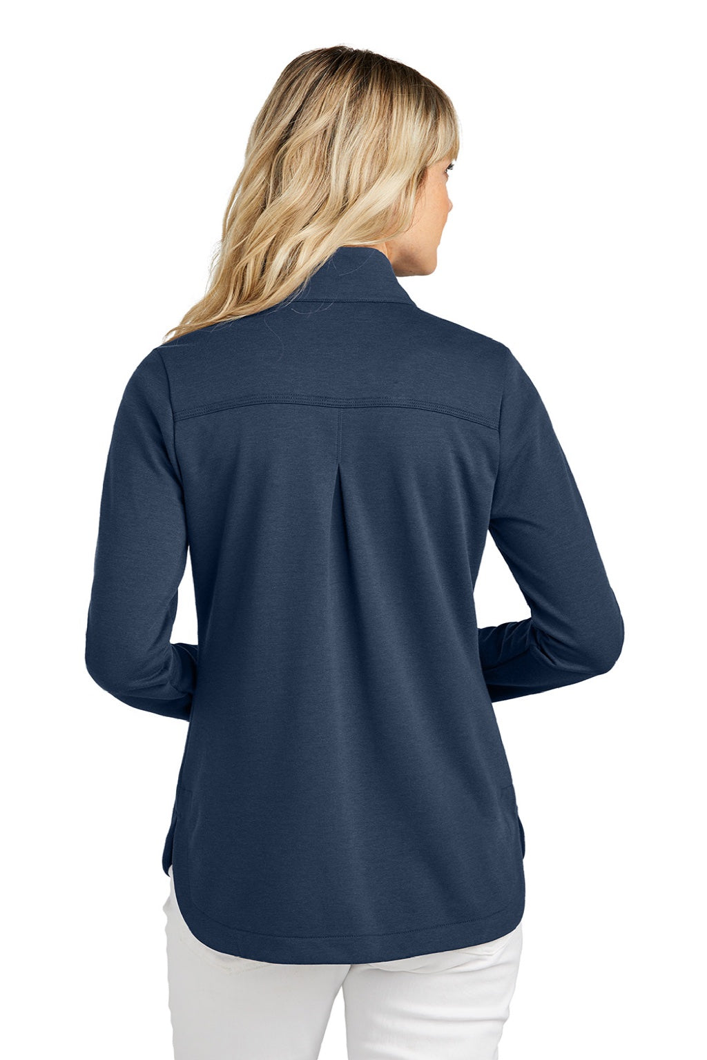 TravisMathew TM1LD001 Womens Coveside Wrinkle Resistant Full Zip Jacket Night Blue Model Back