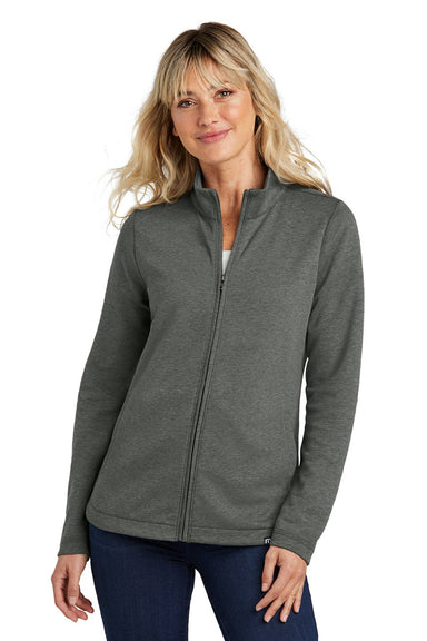 TravisMathew TM1LD001 Womens Coveside Wrinkle Resistant Full Zip Jacket Heather Dark Grey Model Front
