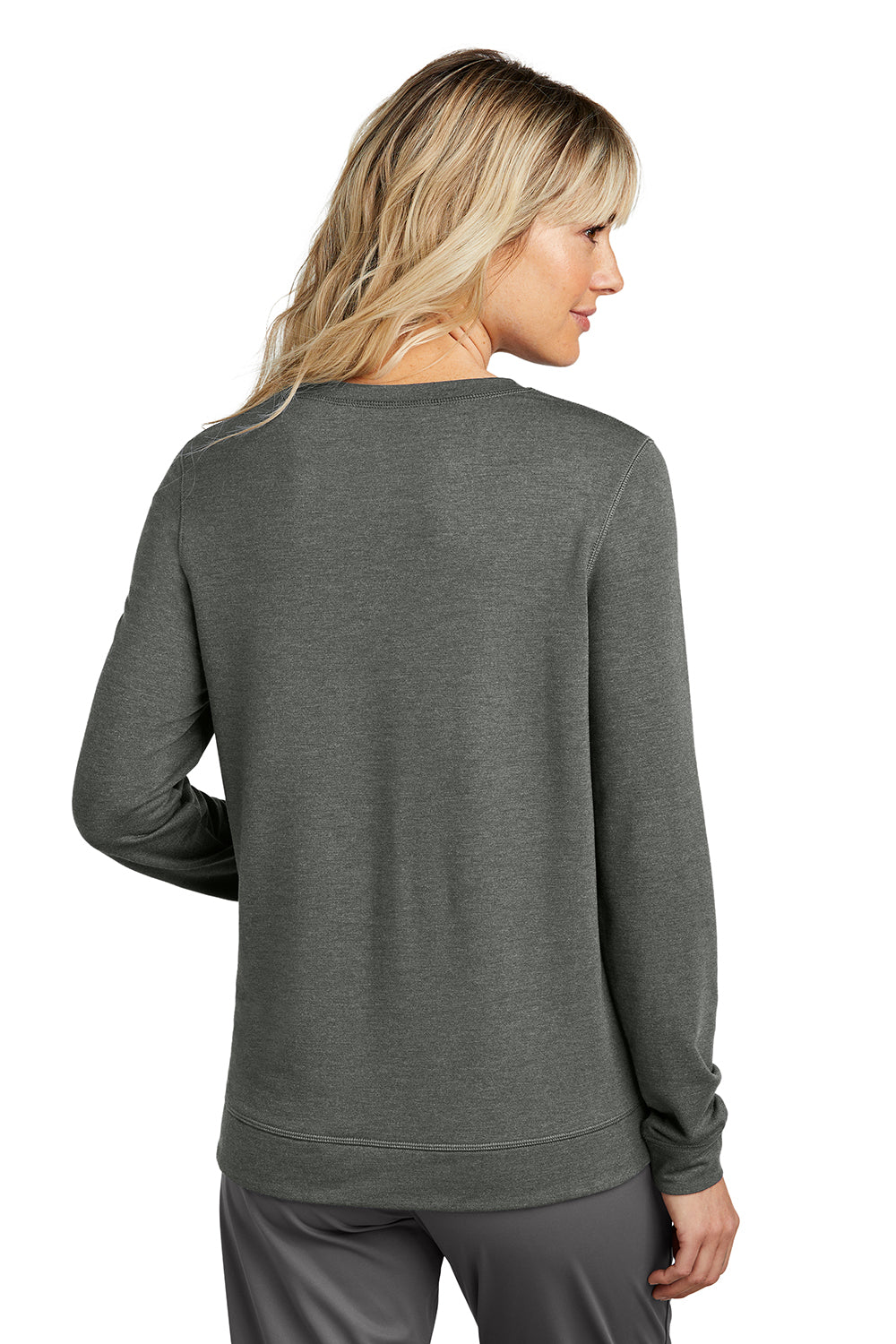 TravisMathew TM1LD003 Womens Long Weekend Crewneck Sweatshirt Heather Dark Grey Model Back