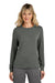 TravisMathew TM1LD003 Womens Long Weekend Crewneck Sweatshirt Heather Dark Grey Model Front