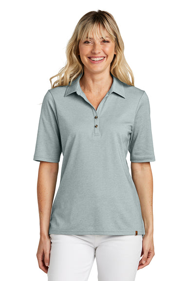 TravisMathew TM1LD004 Womens Sunsetters Wrinkle Resistant Short Sleeve Polo Shirt Heather Balsam Green Model Front