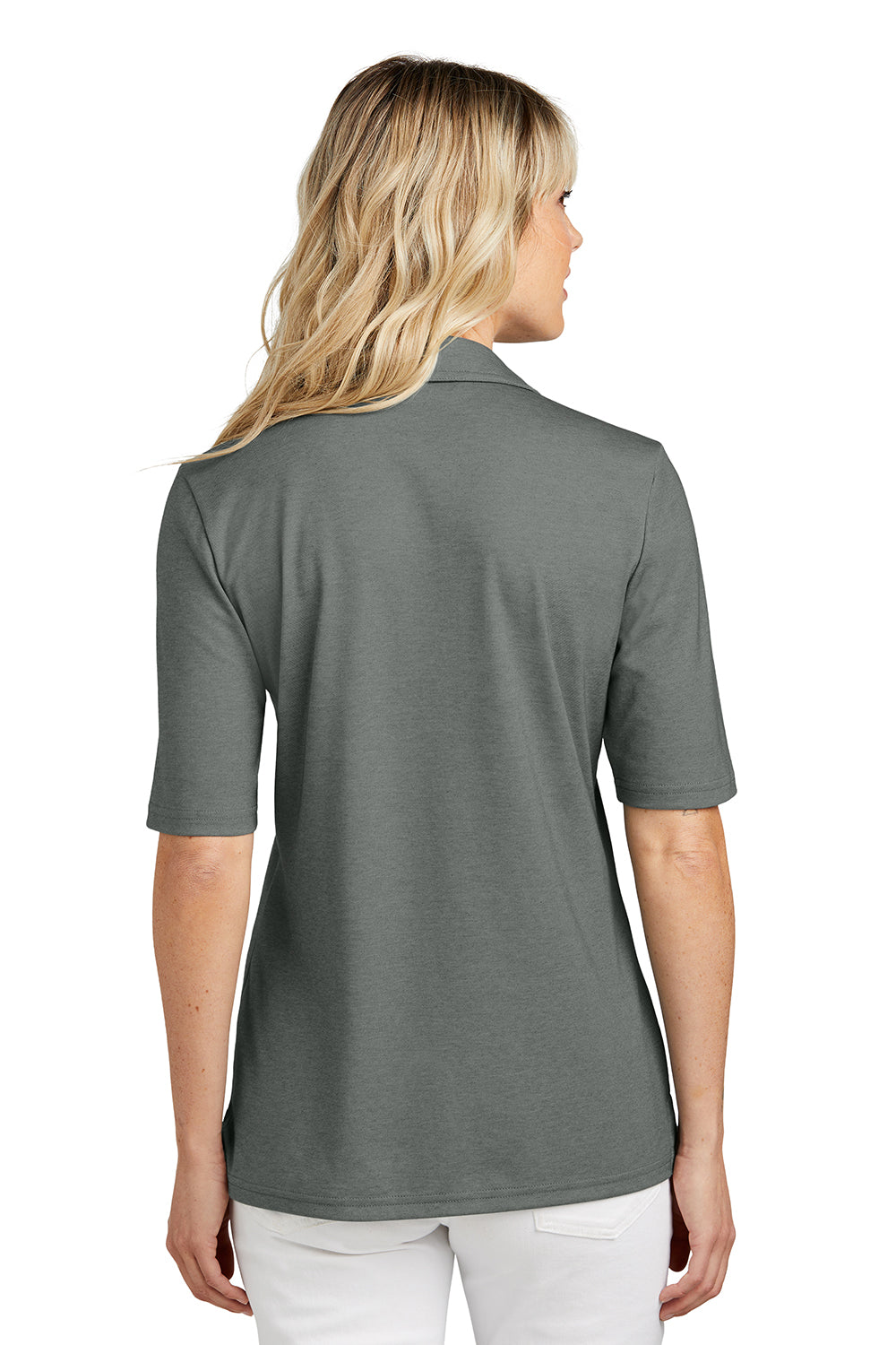 TravisMathew TM1LD004 Womens Sunsetters Wrinkle Resistant Short Sleeve Polo Shirt Heather Black Model Back