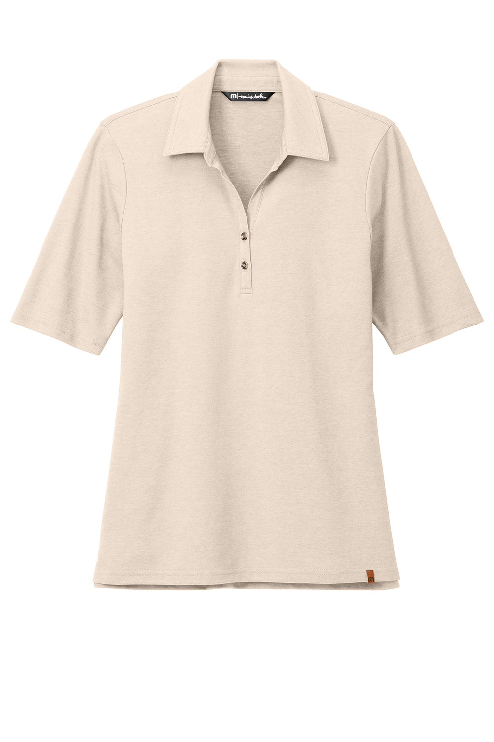 TravisMathew TM1LD004 Womens Sunsetters Wrinkle Resistant Short Sleeve Polo Shirt Heather Natural Flat Front