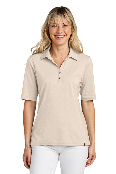 TravisMathew TM1LD004 Womens Sunsetters Wrinkle Resistant Short Sleeve Polo Shirt Heather Natural Model Front