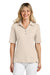 TravisMathew TM1LD004 Womens Sunsetters Wrinkle Resistant Short Sleeve Polo Shirt Heather Natural Model Front