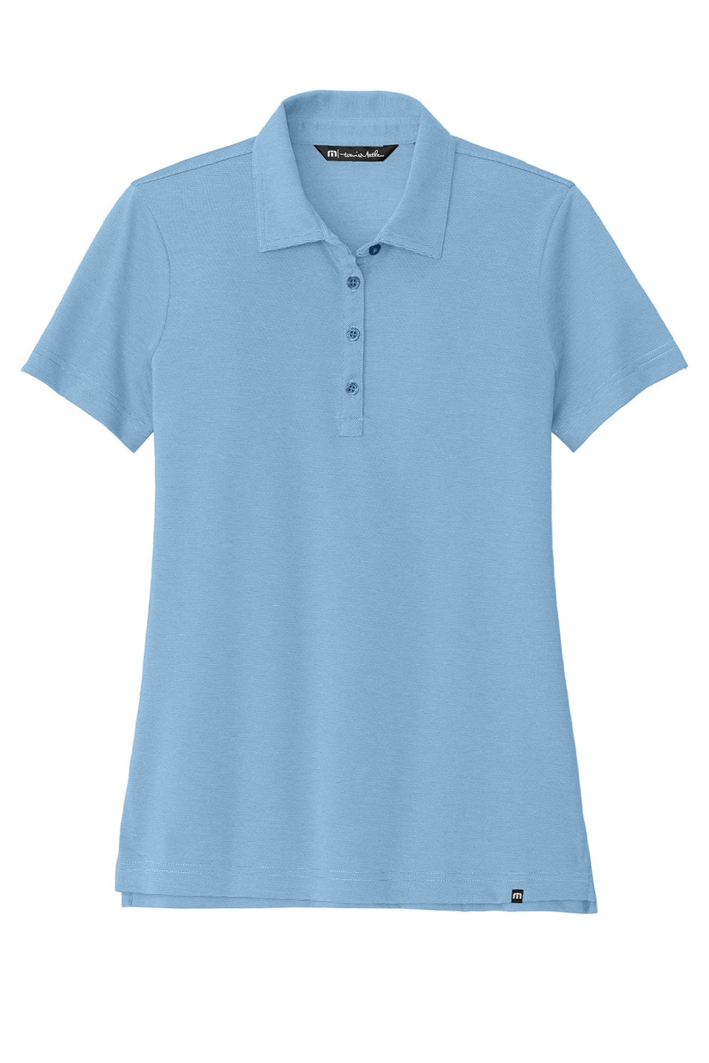 TravisMathew TM1LD005 Womens Sunnyvale Wrinkle Resistant Short Sleeve Polo Shirt Heather Strong Blue Flat Front