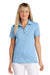 TravisMathew TM1LD005 Womens Sunnyvale Wrinkle Resistant Short Sleeve Polo Shirt Heather Strong Blue Model Front