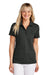 TravisMathew TM1LD005 Womens Sunnyvale Wrinkle Resistant Short Sleeve Polo Shirt Heather Black Model Front
