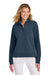 TravisMathew TM1LD007 Womens Coveside Wrinkle Resistant 1/4 Zip Sweatshirt Blue Nights Model Front