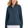 TravisMathew Womens Coveside Wrinkle Resistant 1/4 Zip Sweatshirt - Blue Nights