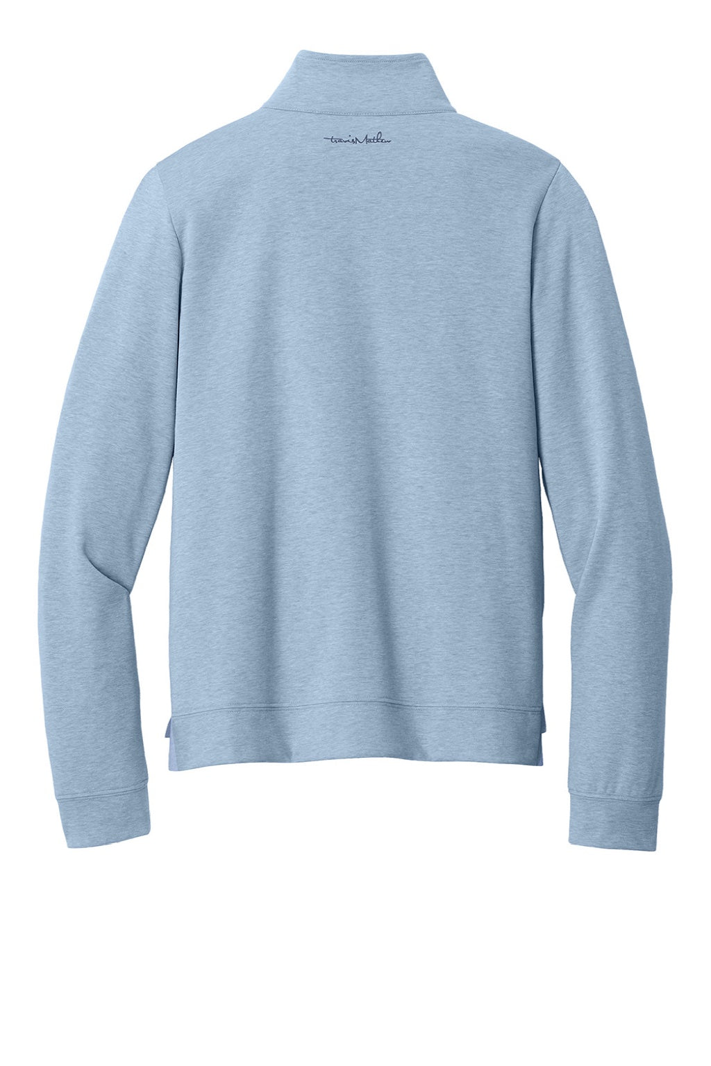 TravisMathew TM1LD007 Womens Coveside Wrinkle Resistant 1/4 Zip Sweatshirt Heather Light Blue Flat Back