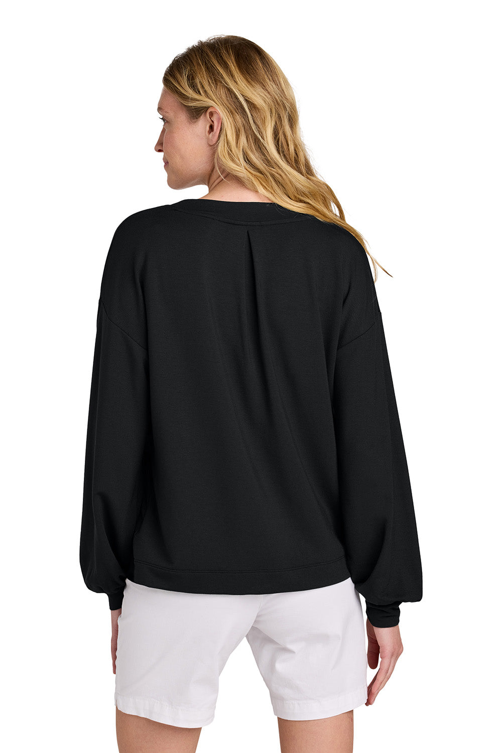 TravisMathew TM1LD009 Womens Long Weekend V-Neck Sweatshirt Black Model Back