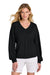 TravisMathew TM1LD009 Womens Long Weekend V-Neck Sweatshirt Black Model Front