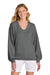 TravisMathew TM1LD009 Womens Long Weekend V-Neck Sweatshirt Heather Dark Grey Model Front