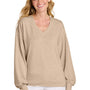 TravisMathew Womens Long Weekend V-Neck Sweatshirt - Heather Natural