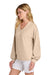 TravisMathew TM1LD009 Womens Long Weekend V-Neck Sweatshirt Heather Natural Model Side