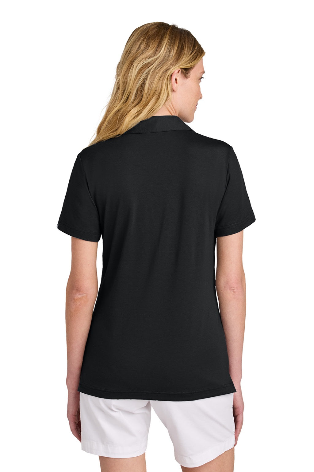 TravisMathew TM1LF071 Womens Glenview Wrinkle Resistant Short Sleeve Polo Shirt Black Model Back