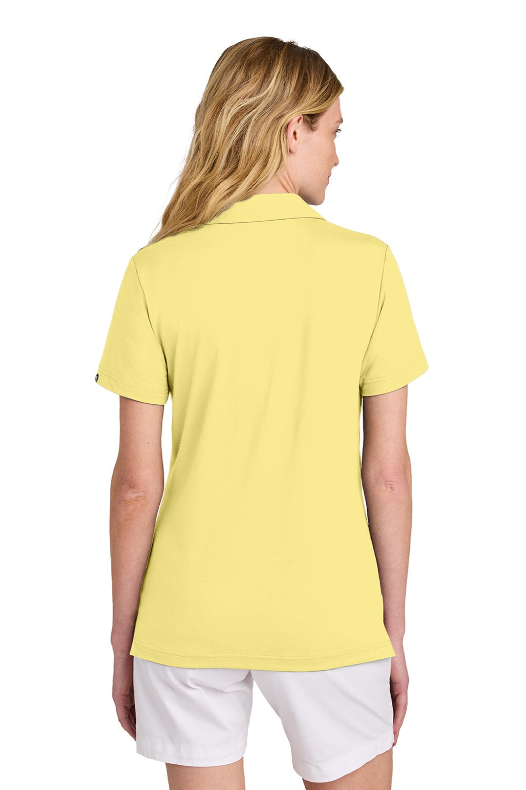 TravisMathew TM1LF071 Womens Glenview Wrinkle Resistant Short Sleeve Polo Shirt Pale Yellow Model Back