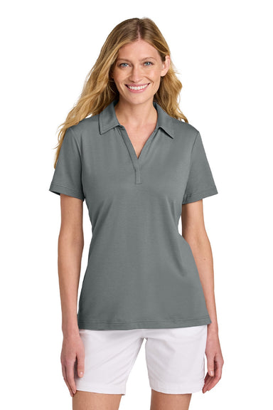 TravisMathew TM1LF071 Womens Glenview Wrinkle Resistant Short Sleeve Polo Shirt Quiet Shade Grey Model Front