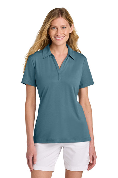 TravisMathew TM1LF071 Womens Glenview Wrinkle Resistant Short Sleeve Polo Shirt Stellar Blue Model Front