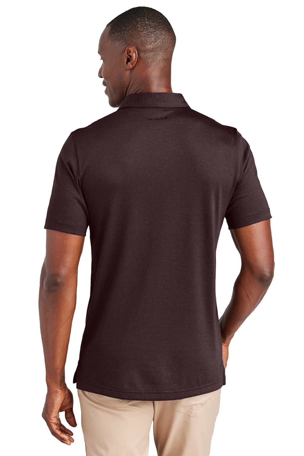 TravisMathew TM1MAA369 Mens Sunnyvale Wrinkle Resistant Short Sleeve Polo Shirt Heather Oxblood Model Back