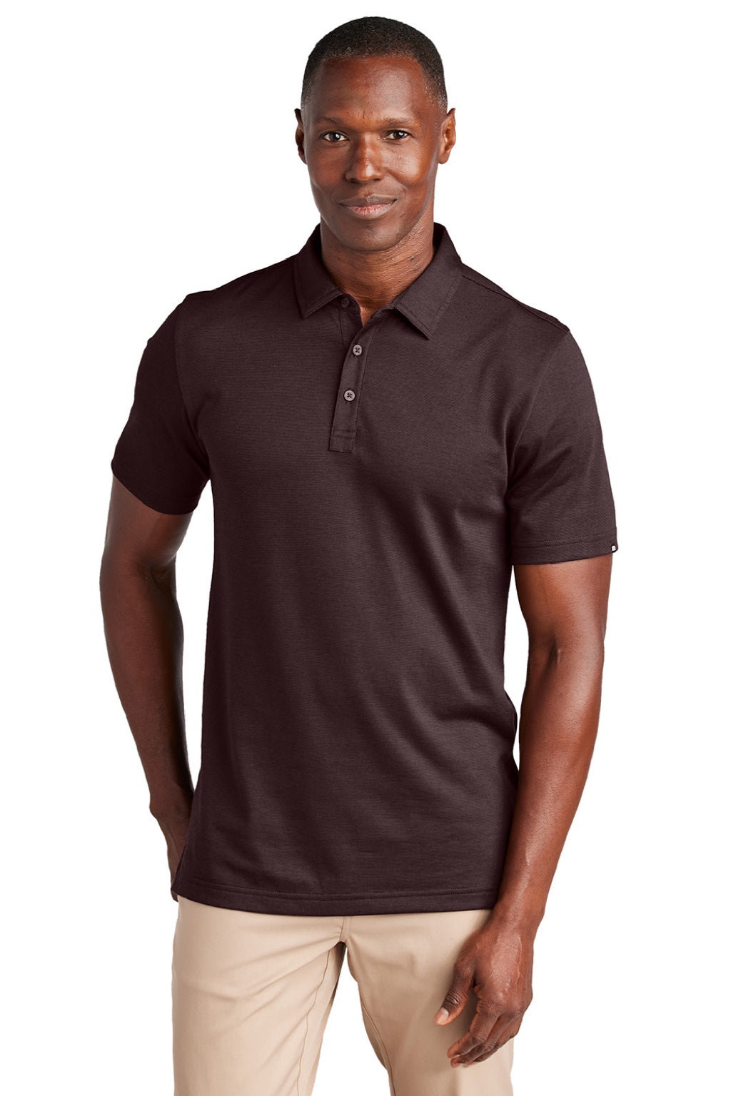TravisMathew TM1MAA369 Mens Sunnyvale Wrinkle Resistant Short Sleeve Polo Shirt Heather Oxblood Model Front