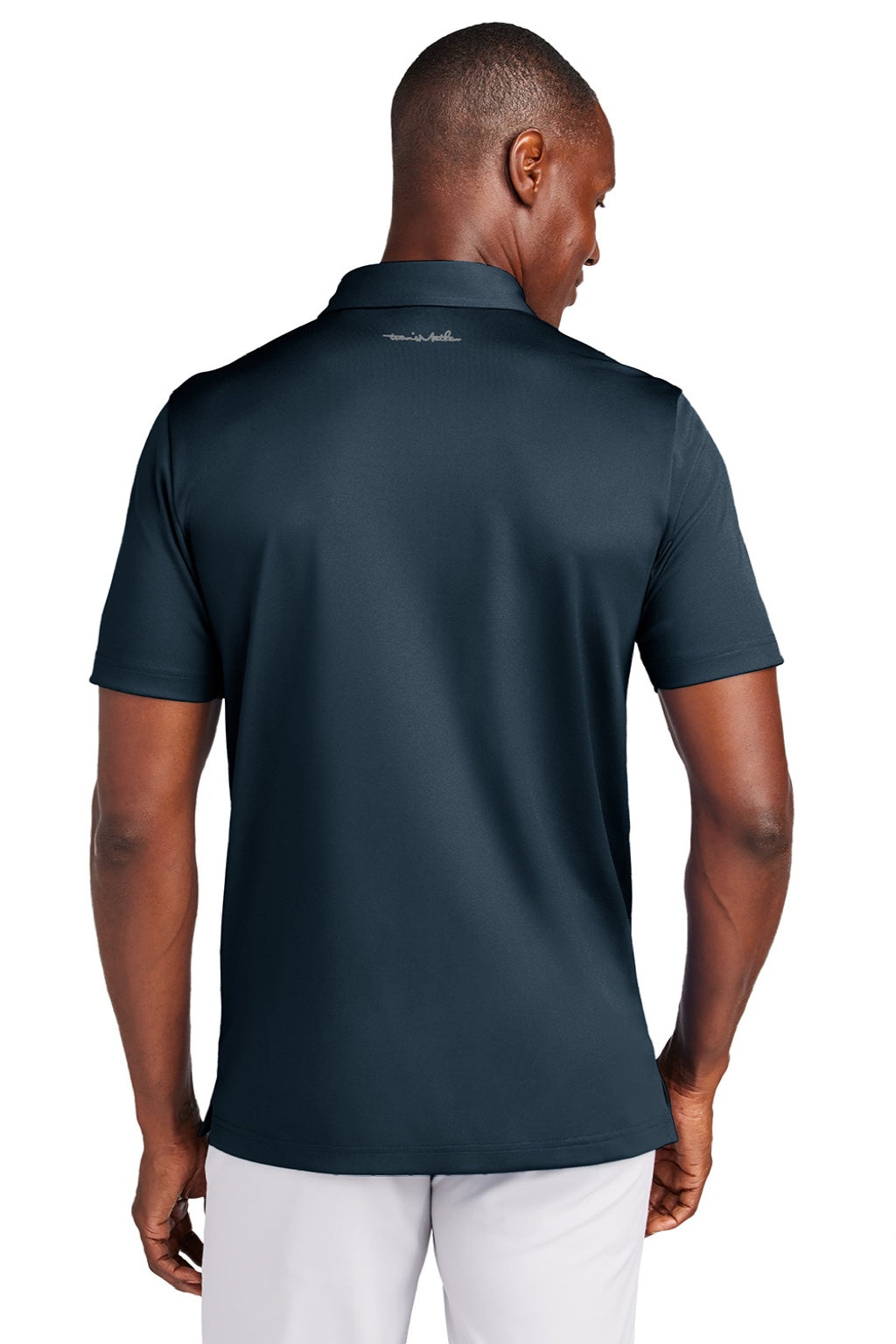 TravisMathew TM1MAA370 Mens Cabana Wrinkle Resistant Short Sleeve Polo Shirt Night Blue Model Back