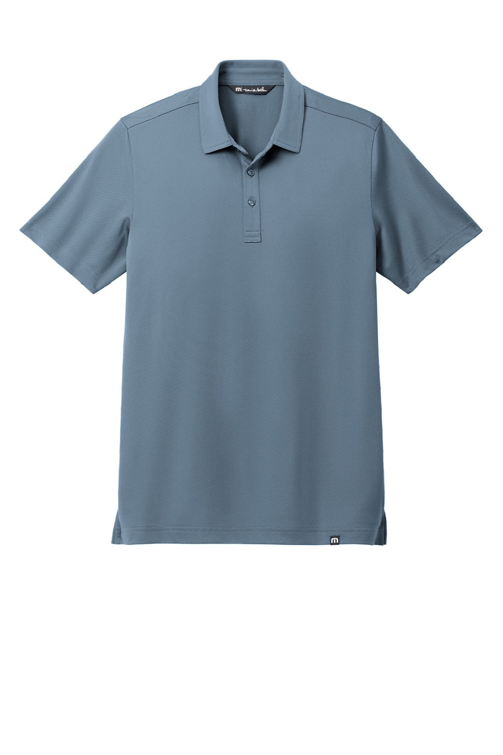 TravisMathew TM1MAA370 Mens Cabana Wrinkle Resistant Short Sleeve Polo Shirt Light Denim Blue Flat Front