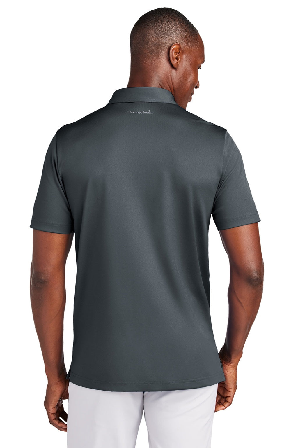 TravisMathew TM1MAA370 Mens Cabana Wrinkle Resistant Short Sleeve Polo Shirt Stormy Grey Model Back