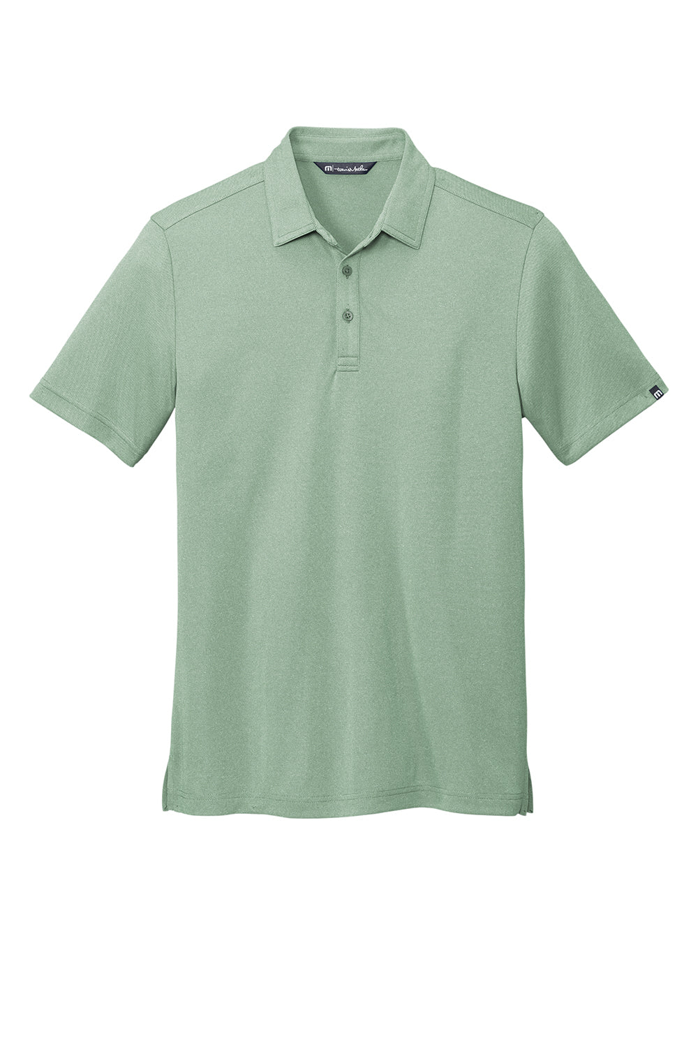 TravisMathew TM1MU410 Mens Coto Performance Moisture Wicking Short Sleeve Polo Shirt Heather Beryl Green Flat Front