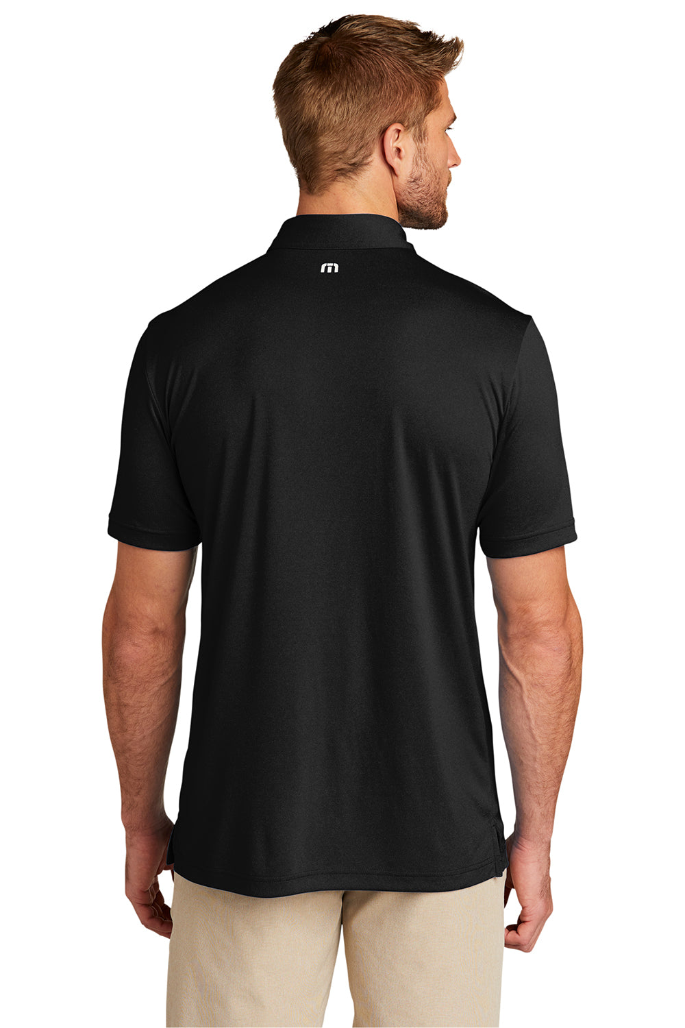 TravisMathew TM1MU410 Mens Coto Performance Moisture Wicking Short Sleeve Polo Shirt Black Model Back