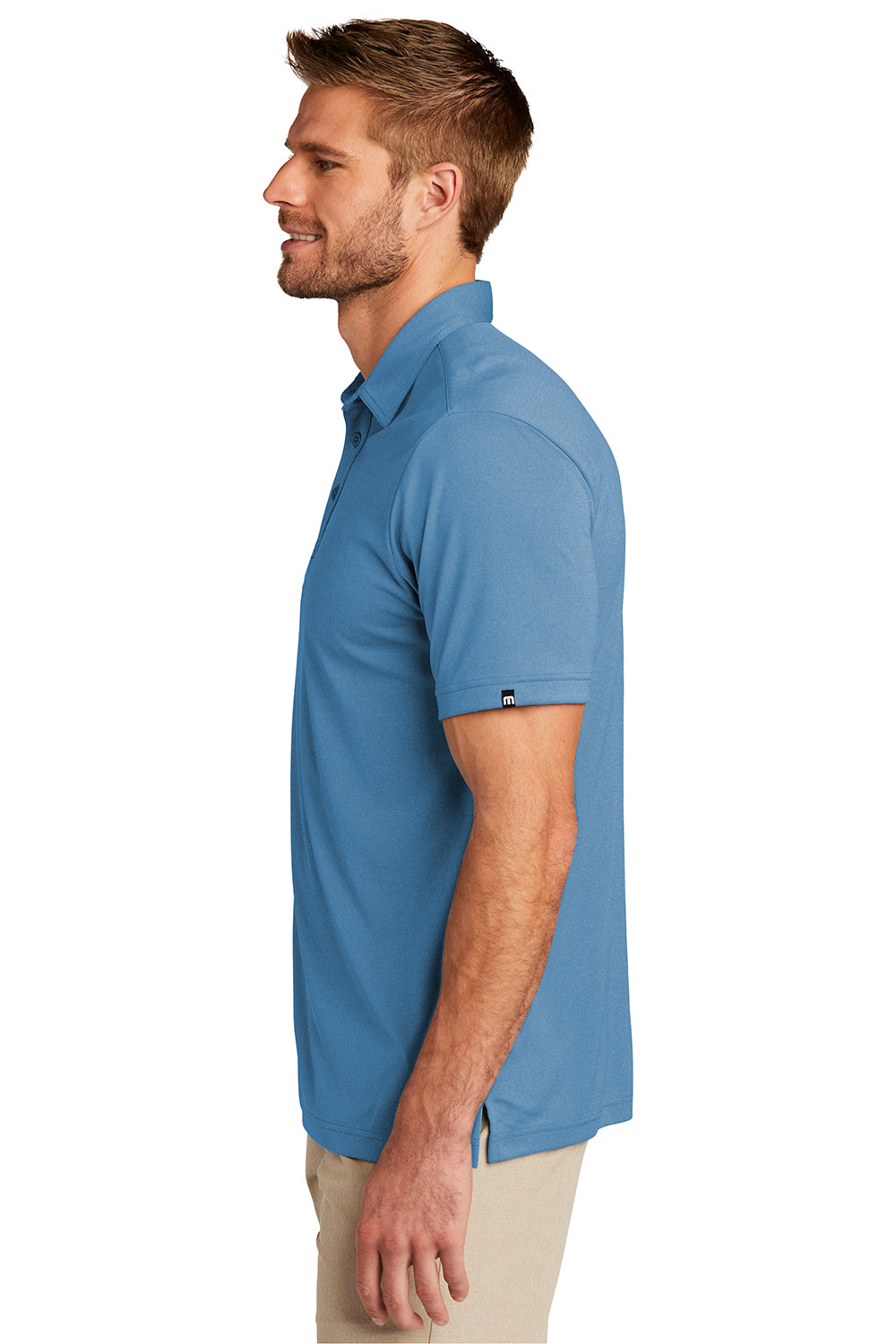 TravisMathew TM1MU410 Mens Coto Performance Moisture Wicking Short Sleeve Polo Shirt Federal Blue Model Side