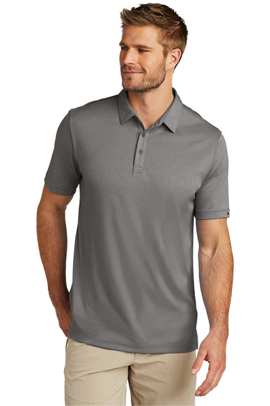 TravisMathew TM1MU410 Mens Coto Performance Moisture Wicking Short Sleeve Polo Shirt Heather Quiet Shade Grey Model Front