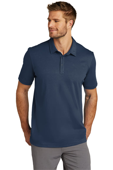 TravisMathew TM1MU411 Mens Oceanside Moisture Wicking Short Sleeve Polo Shirt Blue Nights Model Front