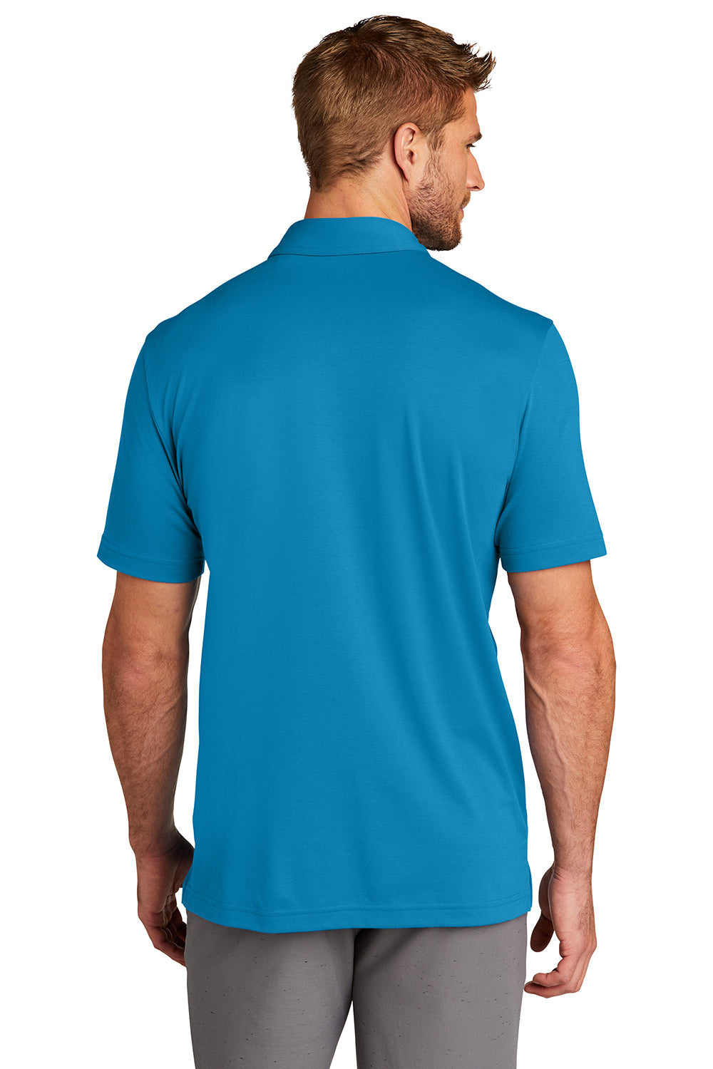 TravisMathew TM1MU411 Mens Oceanside Moisture Wicking Short Sleeve Polo Shirt Classic Blue Model Back