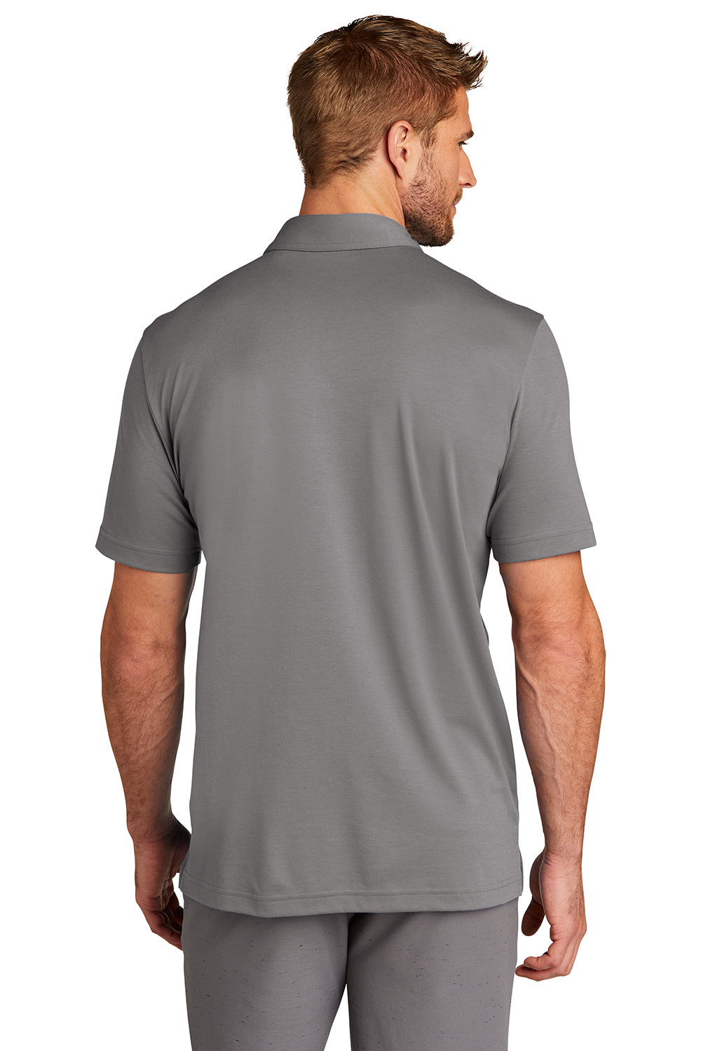 TravisMathew TM1MU411 Mens Oceanside Moisture Wicking Short Sleeve Polo Shirt Quiet Shade Grey Model Back