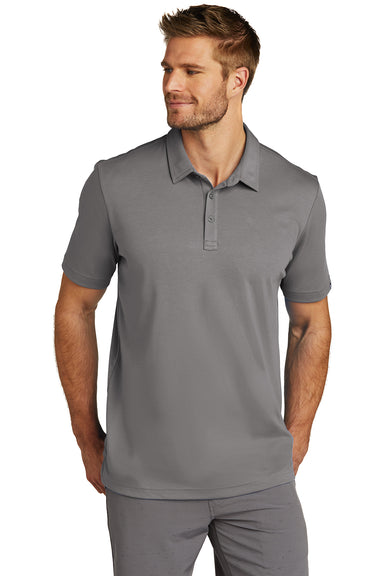 TravisMathew TM1MU411 Mens Oceanside Moisture Wicking Short Sleeve Polo Shirt Quiet Shade Grey Model Front