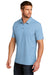 TravisMathew TM1MU412 Mens Oceanside Moisture Wicking Short Sleeve Polo Shirt Heather Allure Blue Model 3Q