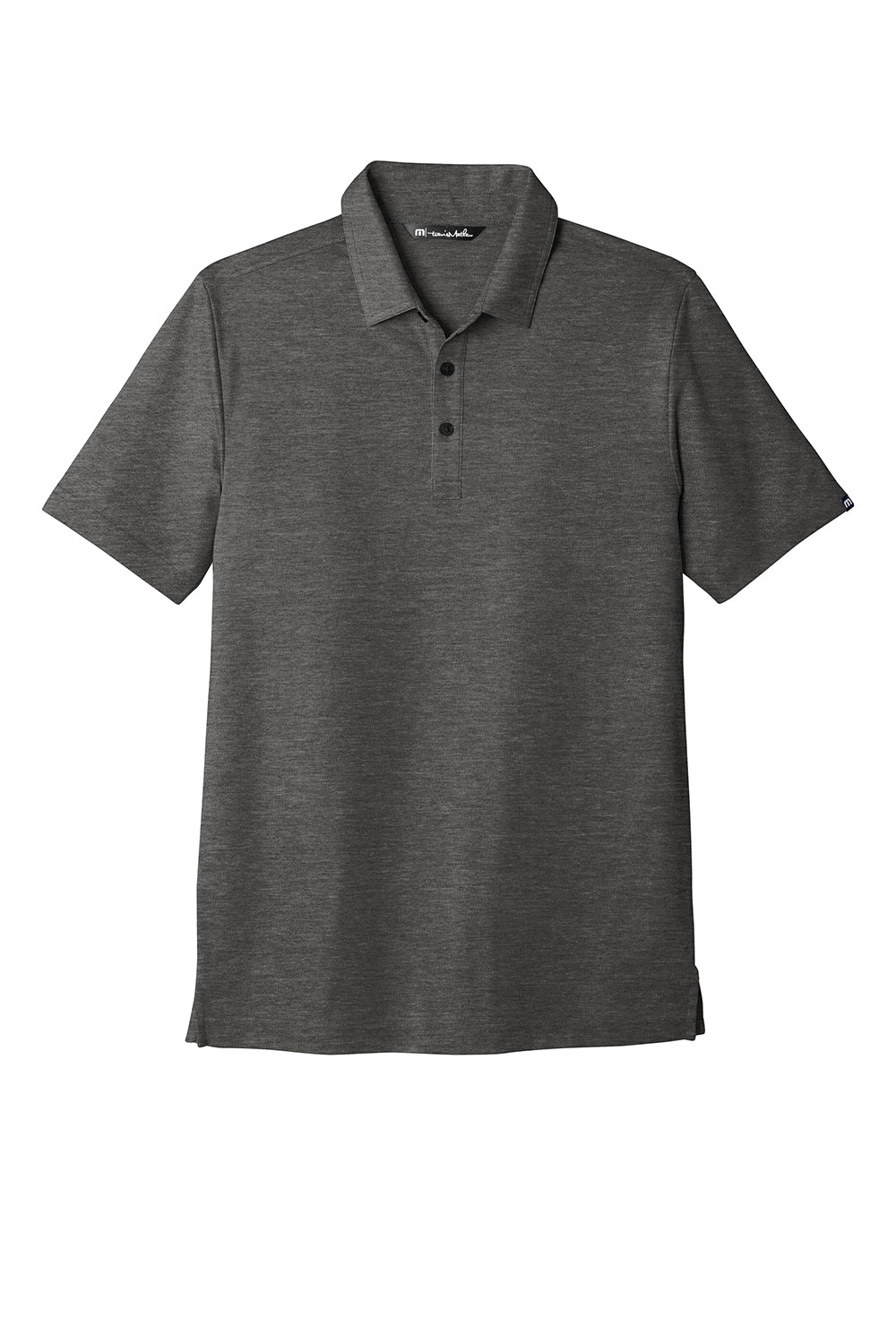 TravisMathew TM1MU412 Mens Oceanside Moisture Wicking Short Sleeve Polo Shirt Heather Black Flat Front