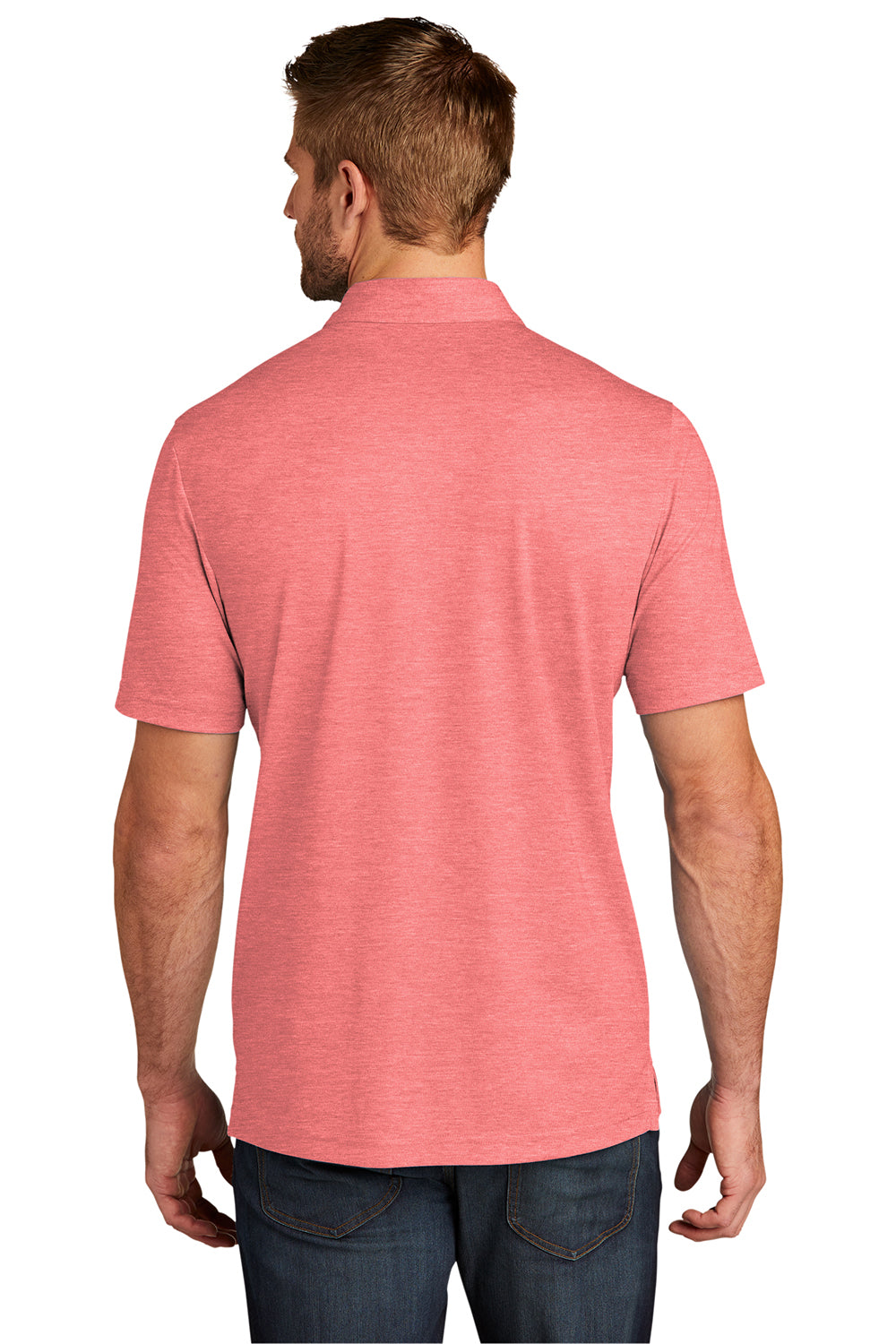 TravisMathew TM1MU412 Mens Oceanside Moisture Wicking Short Sleeve Polo Shirt Heather Cardinal Red Model Back