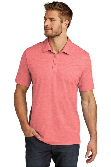 TravisMathew TM1MU412 Mens Oceanside Moisture Wicking Short Sleeve Polo Shirt Heather Cardinal Red Model Front