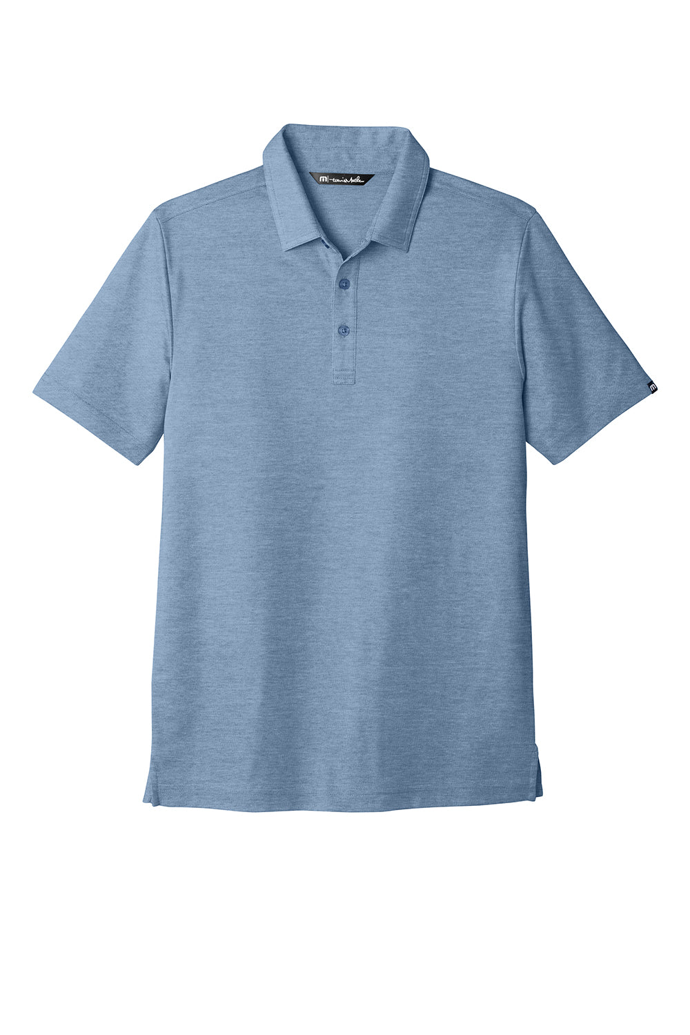 TravisMathew TM1MU412 Mens Oceanside Moisture Wicking Short Sleeve Polo Shirt Heather Classic Blue Flat Front