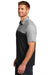 TravisMathew TM1MU414 Mens Oceanside Blocked Moisture Wicking Short Sleeve Polo Shirt Heather Black/Black Model Side