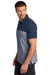 TravisMathew TM1MU414 Mens Oceanside Blocked Moisture Wicking Short Sleeve Polo Shirt Blue Nights/Heather Blue Nights Model Side