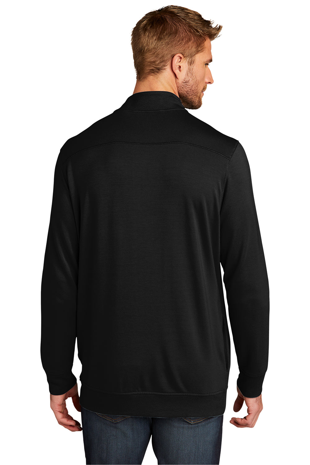 TravisMathew TM1MU419 Mens Newport Fleece 1/4 Zip Jacket Black Model Back
