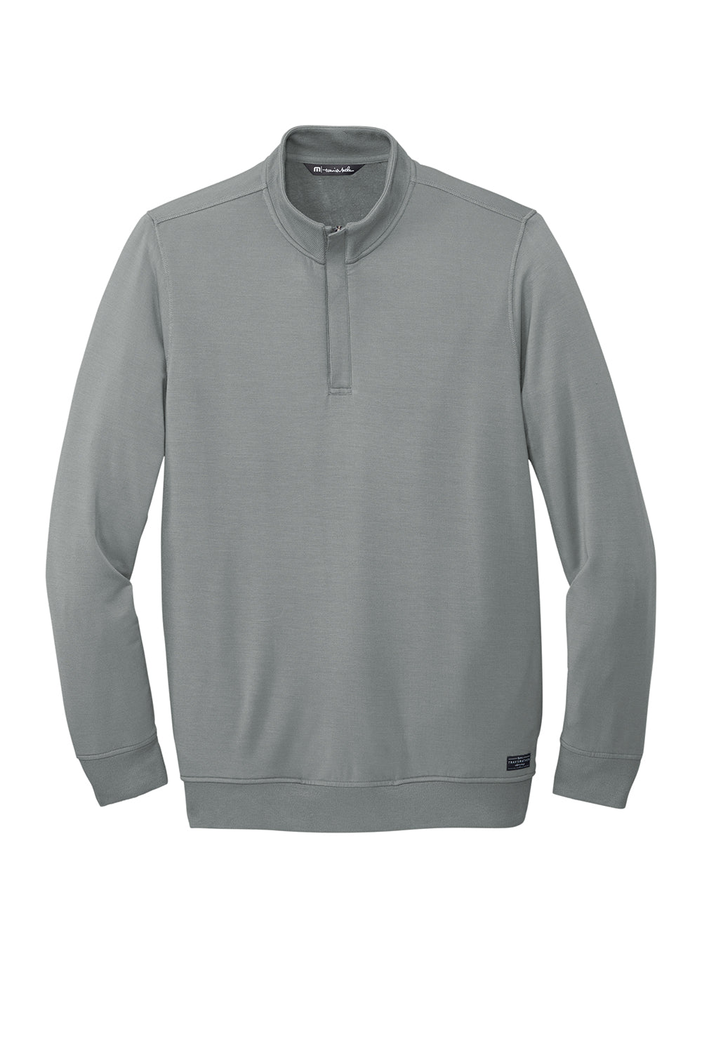 TravisMathew TM1MU419 Mens Newport Fleece 1/4 Zip Jacket Quiet Shade Grey Flat Front