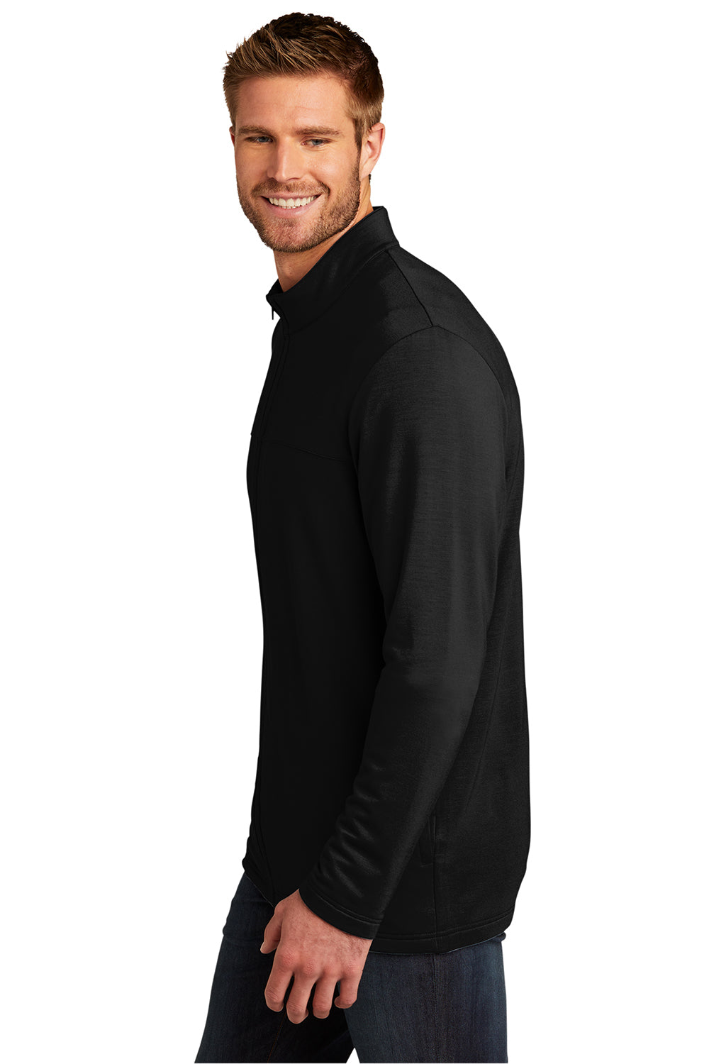 TravisMathew TM1MU420 Mens Newport Fleece Full Zip Jacket Black Model Side