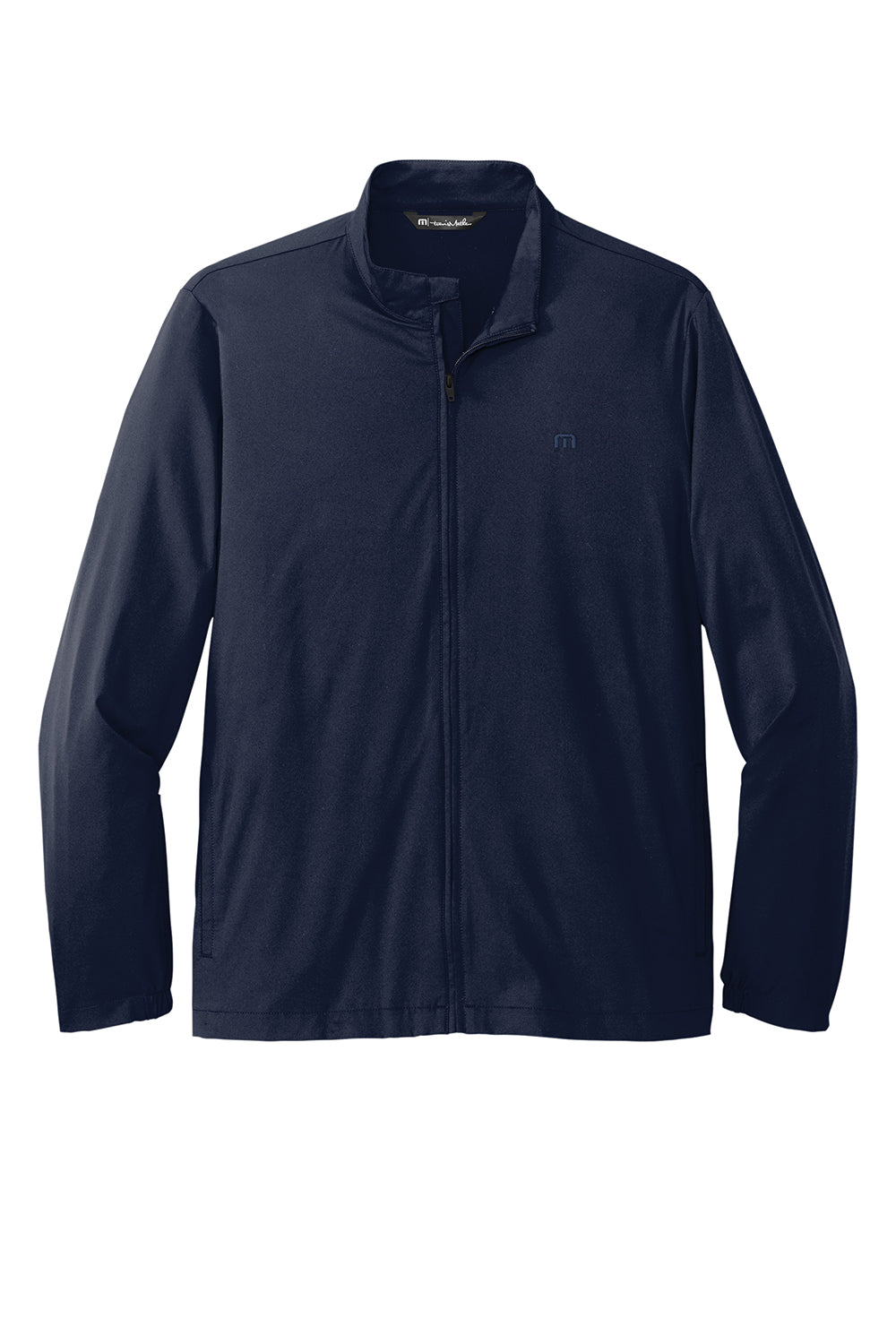 TravisMathew TM1MU422 Mens Surfside Full Zip Jacket Vintage Indigo Blue/Black Flat Front
