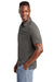 TravisMathew TM1MW450 Mens Monterey Wrinkle Resistant Chest Stripe Short Sleeve Polo Shirt Quiet Shade Grey Model 3Q